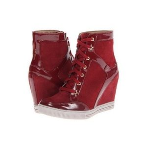 SKCH+3 Red Hidden Heel Wedge Sneakers